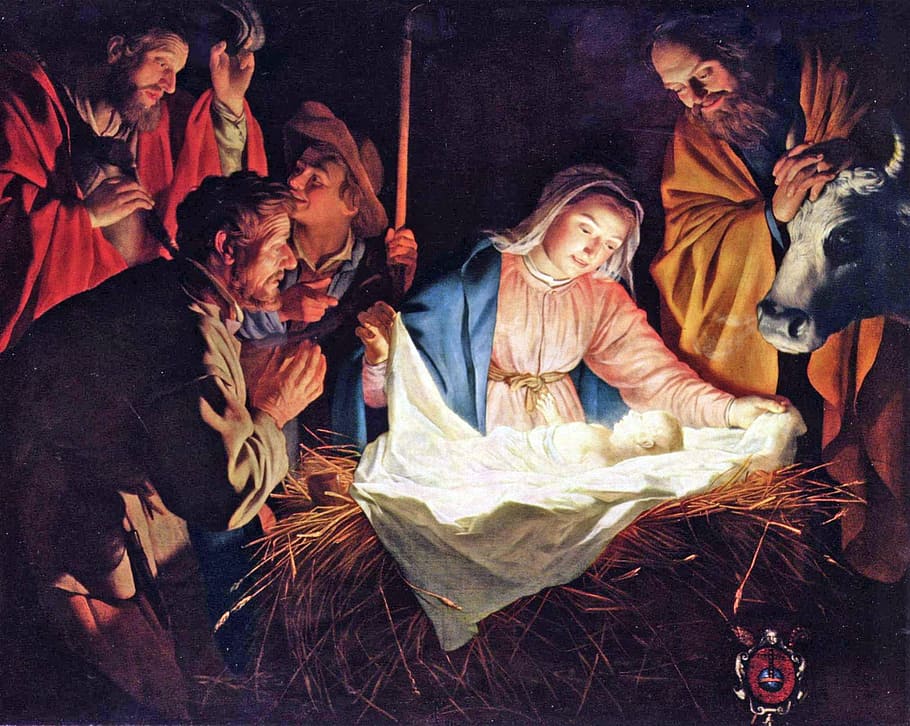 The Nativity painting, birth of jesus, adoration of the shepherds