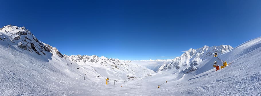 Ski, Slope, Mountain, Winter, Snow, Cold, sun, bright, resort, HD wallpaper
