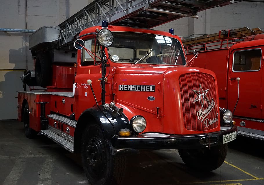 fire, old, museum, fire truck, oldtimer, delete, henschel, turntable ladder HD wallpaper