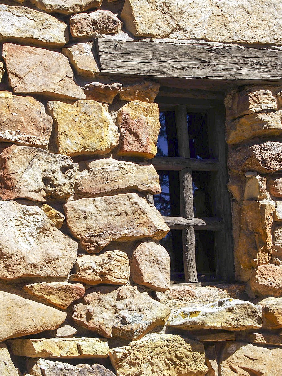 natural, building, rocks, window, wood, facade, old window HD wallpaper
