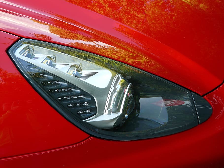 Spotlight, Auto, Lamp, red, dipped beam headlamps, main beam headlamps HD wallpaper