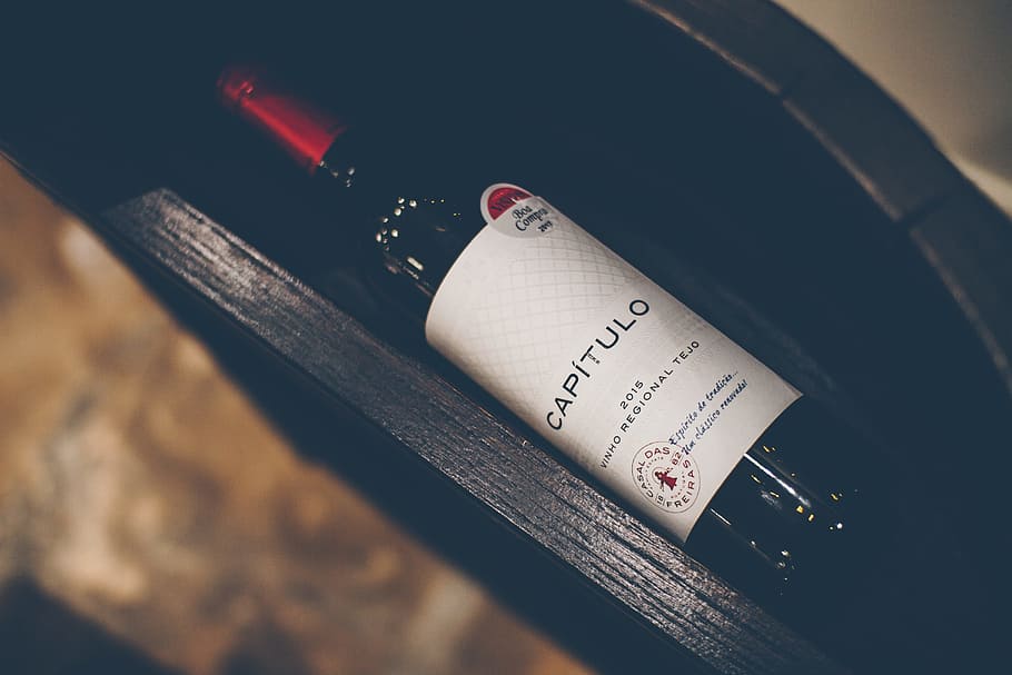 black bottle, Capitulo bottle on bottle, wine, drawer, alcohol HD wallpaper