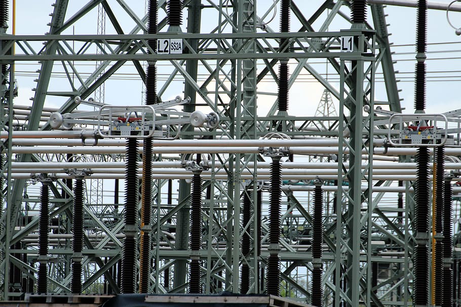 substation, transformers, current, energy, electricity, high voltage HD wallpaper