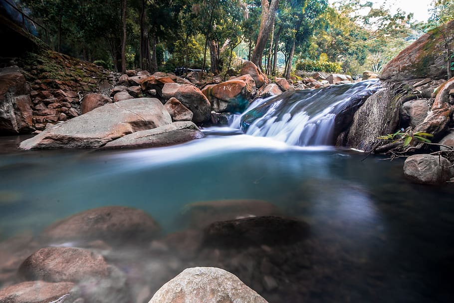 water, nature, stream, river, waterfall, rock, rock - object HD wallpaper