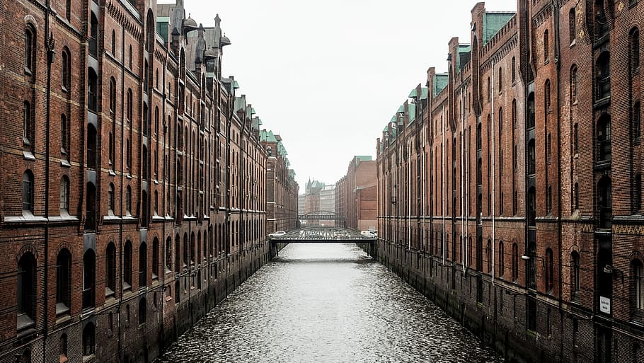architecture, building, infrastructure, sky, canal, water, built structure HD wallpaper