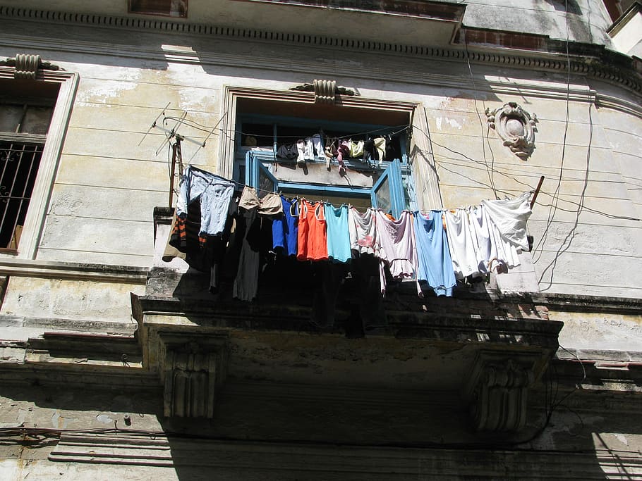 assorted clothes lot during daytime, Havana, Cuba, Building, Linen