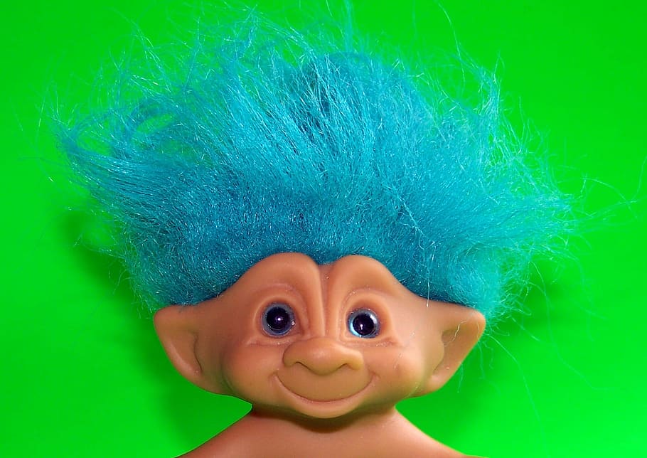 blue haired troll toy, Troll, Doll, Figurine, Culture, kid, game