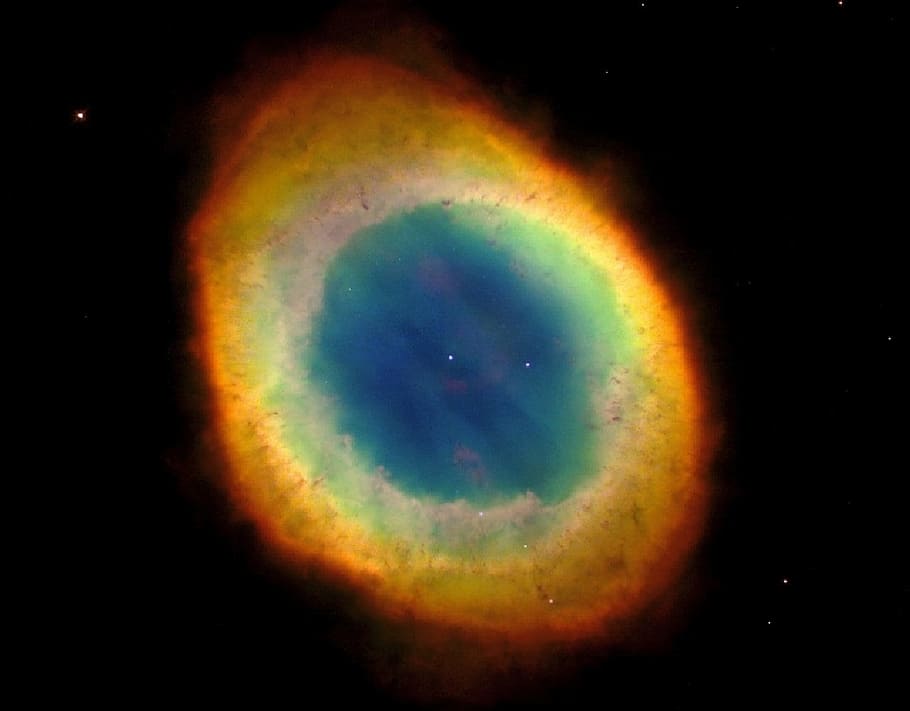 multicolored black hole, m57, ring nebula, constellation leier, HD wallpaper