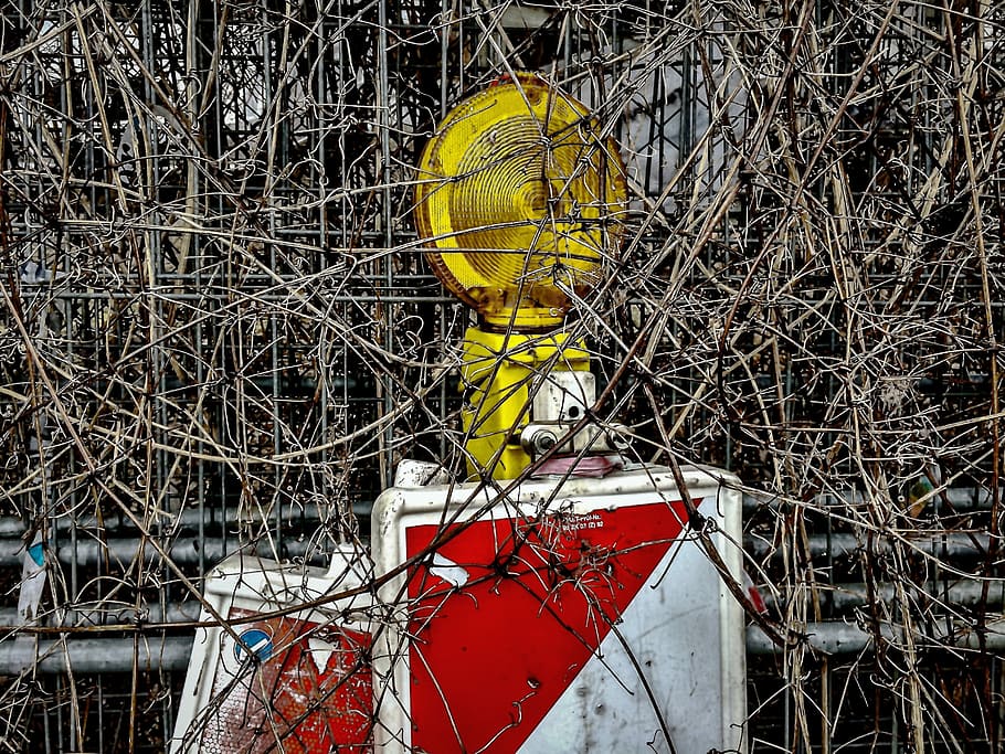 barrier, construction fence, ingrowing, bark, attention, no people HD wallpaper