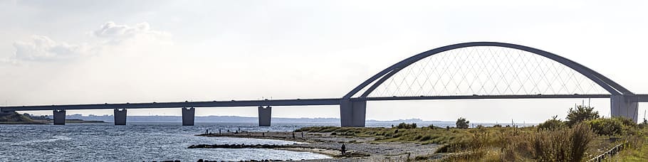fehmarnsund, bridge, fehmarnsund bridge, baltic sea, back light, HD wallpaper