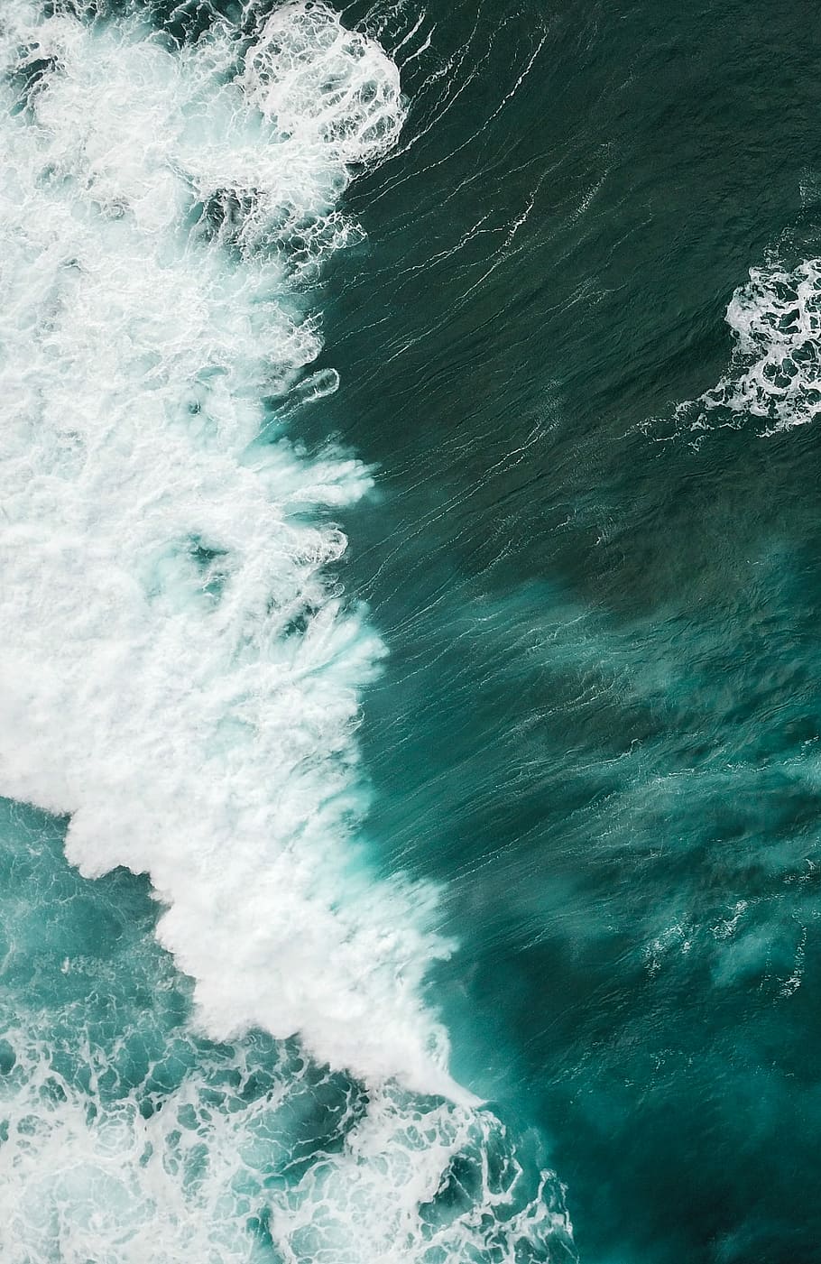 aerial shot of water waves, aerial view of surging wave, ocean HD wallpaper