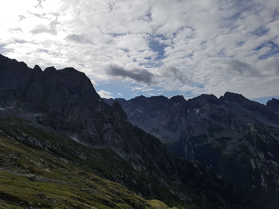 mountains, clouds, the alps, sky, beauty in nature, cloud - sky HD wallpaper