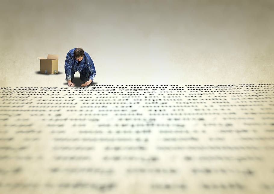 man in blue shirt and black pants, type, printer, manual, gutenberg HD wallpaper