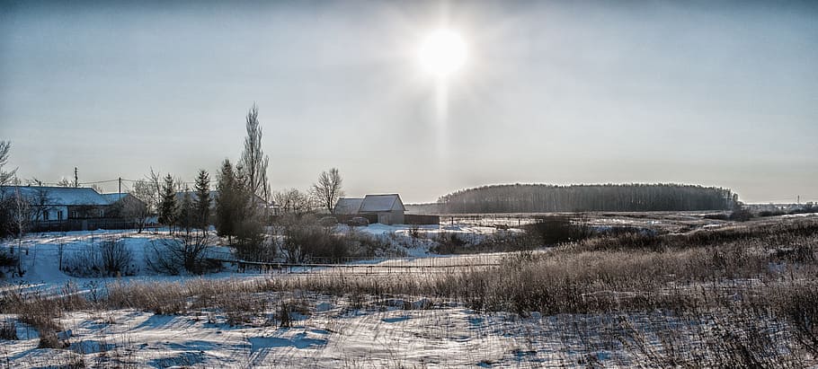 winter, sun, landscape, snow, cold temperature, sky, scenics - nature HD wallpaper
