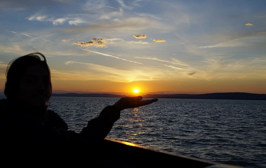 lake, balaton, sunset, water, sky, sea, cloud - sky, scenics - nature HD wallpaper