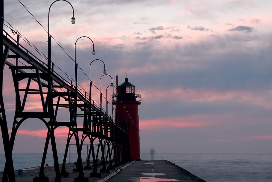 Ghost, Sunset, Lighthouse, Beacon, landscape, ghostly, dawn HD wallpaper