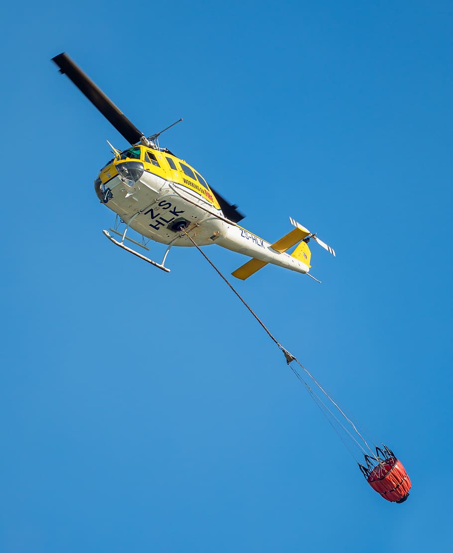 firefighting helicopter, sky, chopper, fly, flight, rescue, HD wallpaper