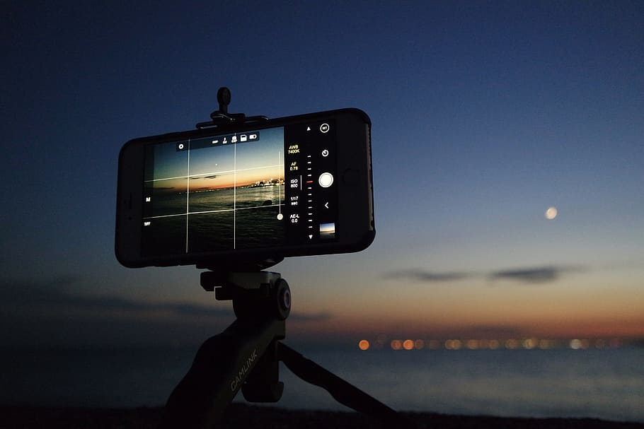 Smartphone Taking Pictures, evening, iphone, macro, ocean, photo HD wallpaper