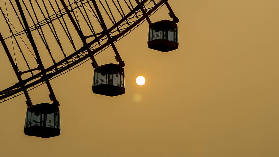 the ferris wheel, sunset, twilight, the scenery, landscape HD wallpaper