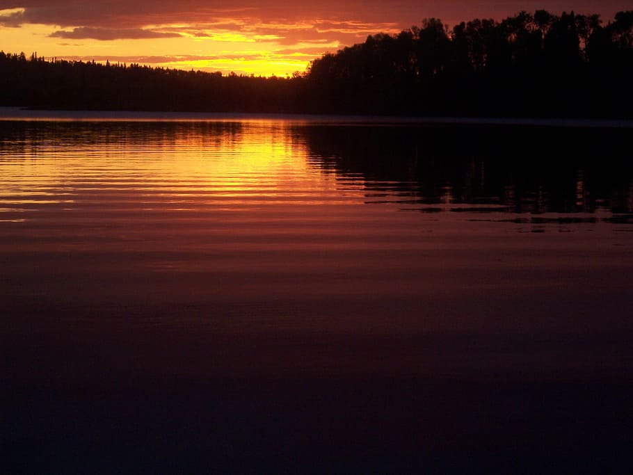 Sunset, Nature, Sky, summer, beautiful, outdoor, lake, calm HD wallpaper
