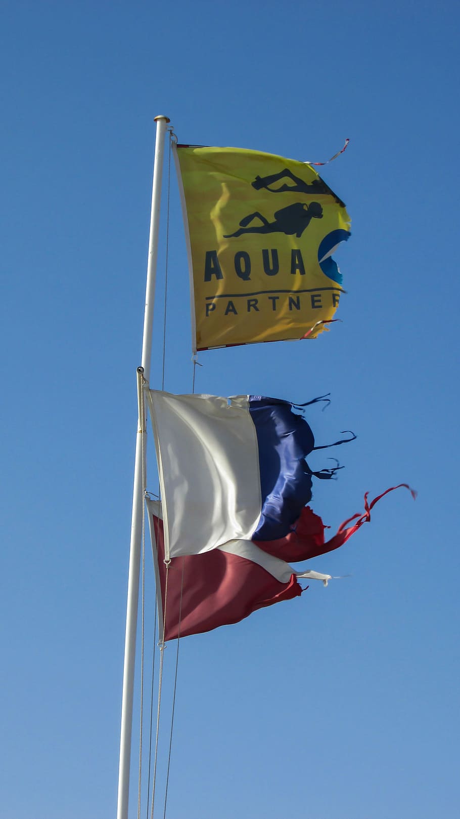 Wind, Flags, Destroyed, Waving, blue, sky, clear sky, outdoors HD wallpaper