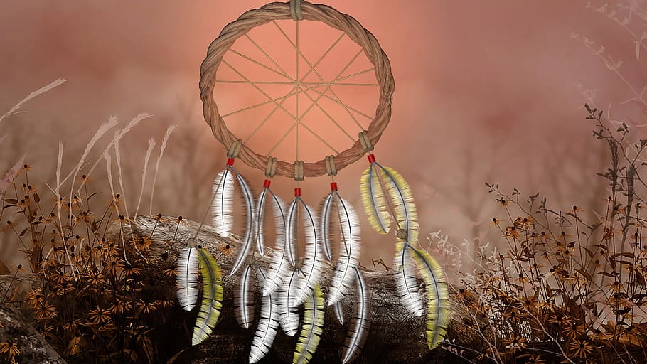 yellow, white, and brown dreamcatcher, dream catcher, a cultural object