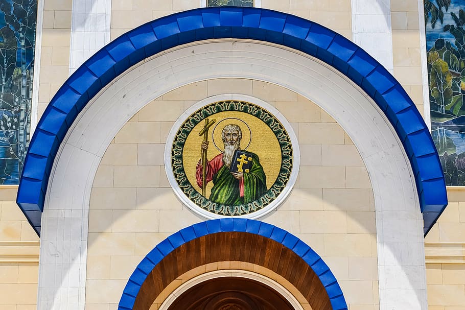 lintel, architecture, iconography, mosaic, church, russian HD wallpaper