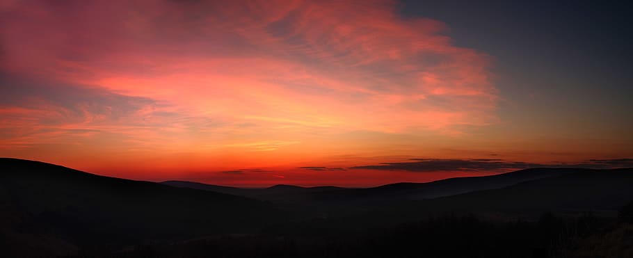 Sunset, Mountains, Nature, Landscape, sky, view, environment HD wallpaper