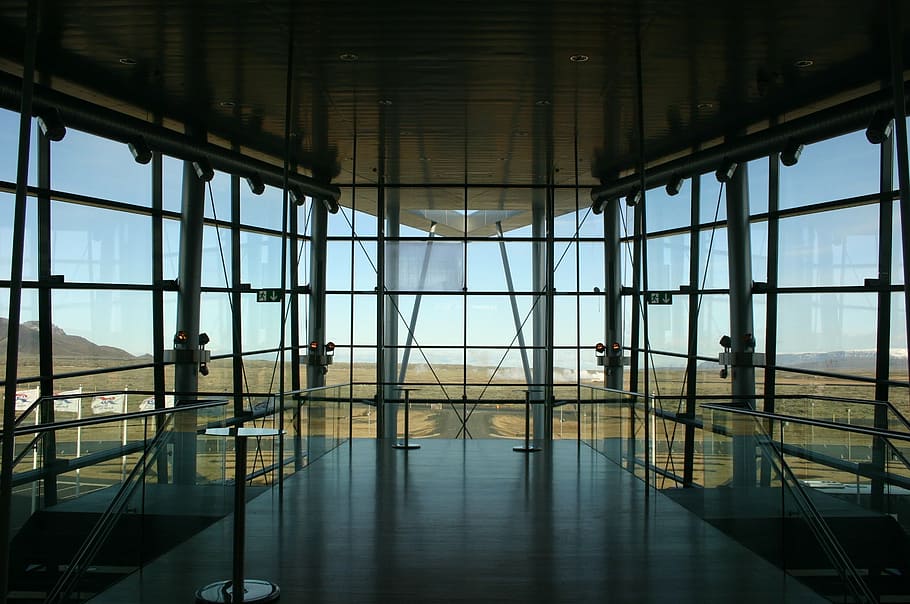 architecture, iceland, glass, window, indoors, reflection, modern HD wallpaper