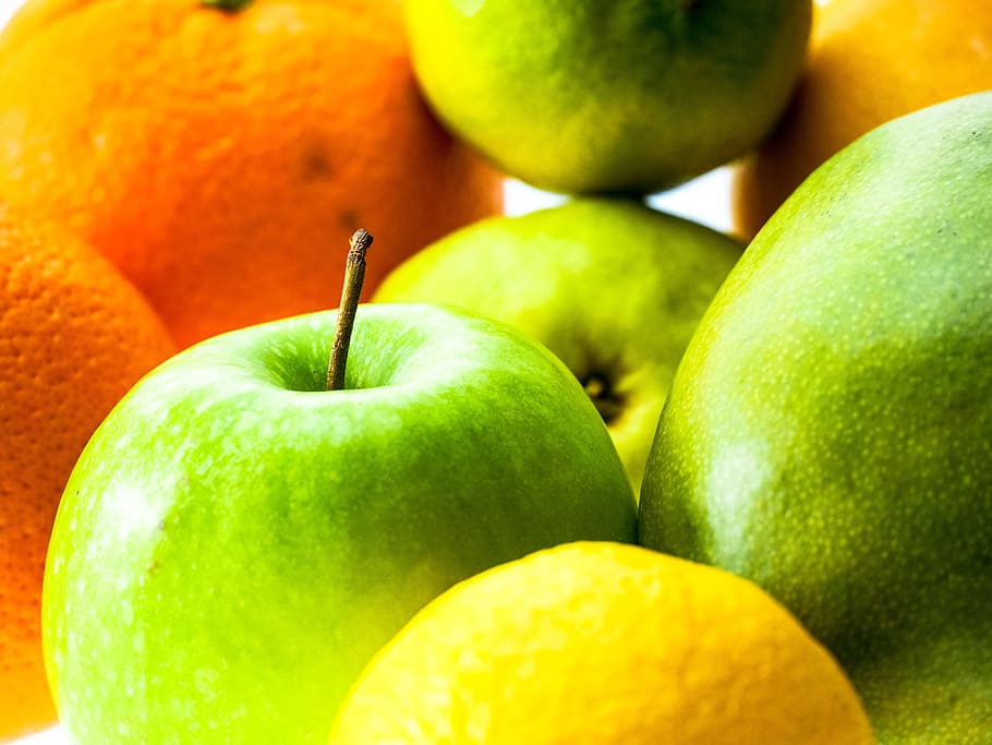 fruits, apple, lemon, orange, citrus fruits, food, vitamins HD wallpaper