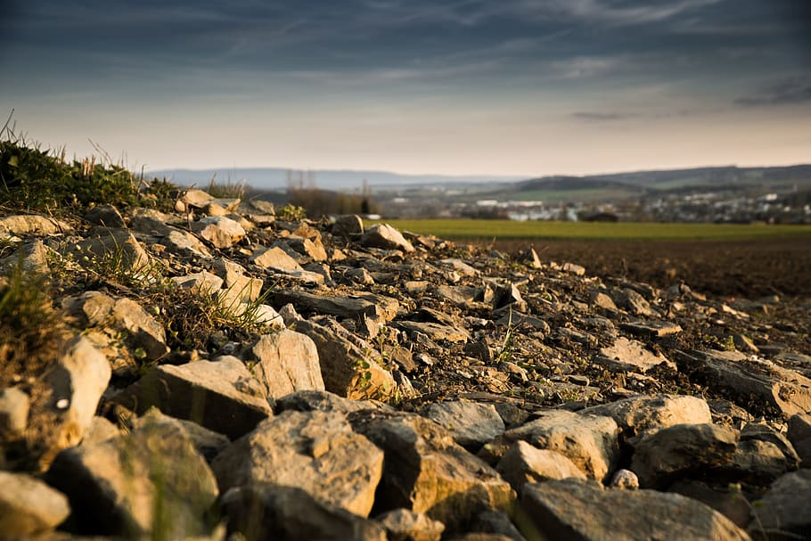 Shallow Focus Photography of Rocks, blur, close-up, dawn, dusk HD wallpaper