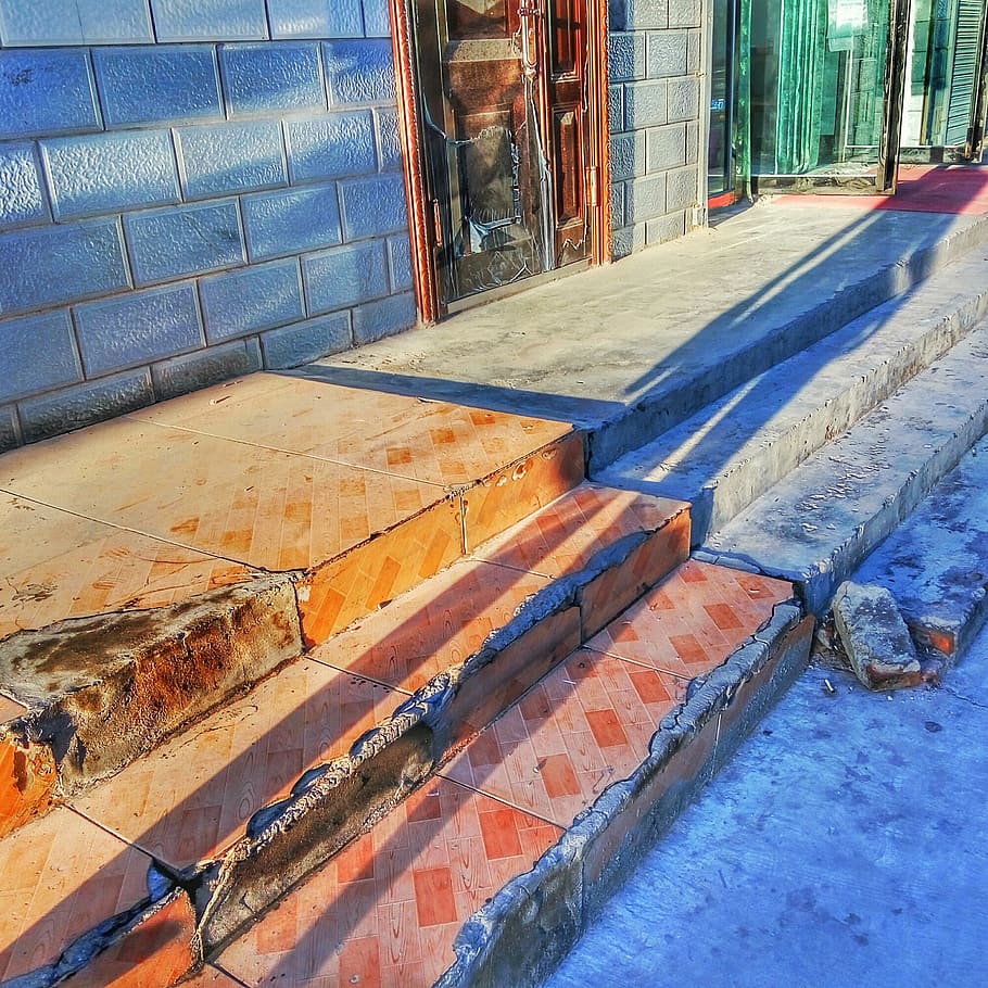 the scenery, task, backlighting, shadow, stairs, ground, architecture HD wallpaper