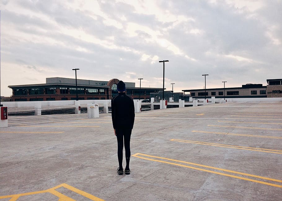 Runner, Athlete, Exercise, City, urban, parking structure, transportation HD wallpaper