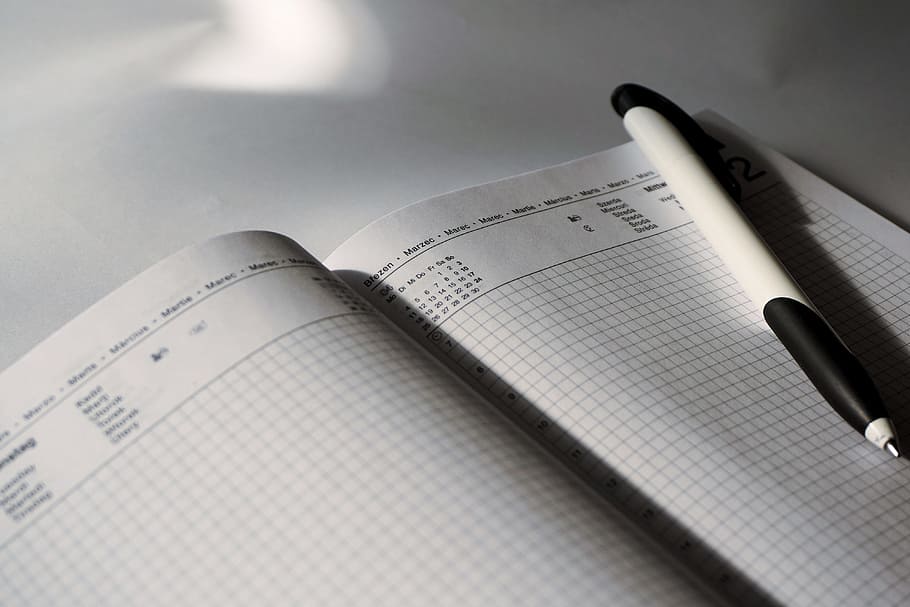 white book and click pen, calendar, dates, 2016, planning, time HD wallpaper