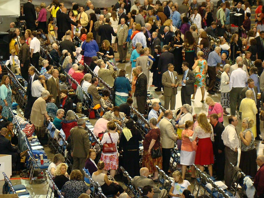 people gathering inside building, convention, group, conference