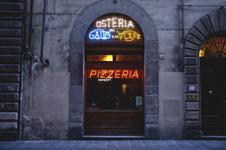 Pizzeria store, café, florence, italy, architecture, built structure, HD wallpaper