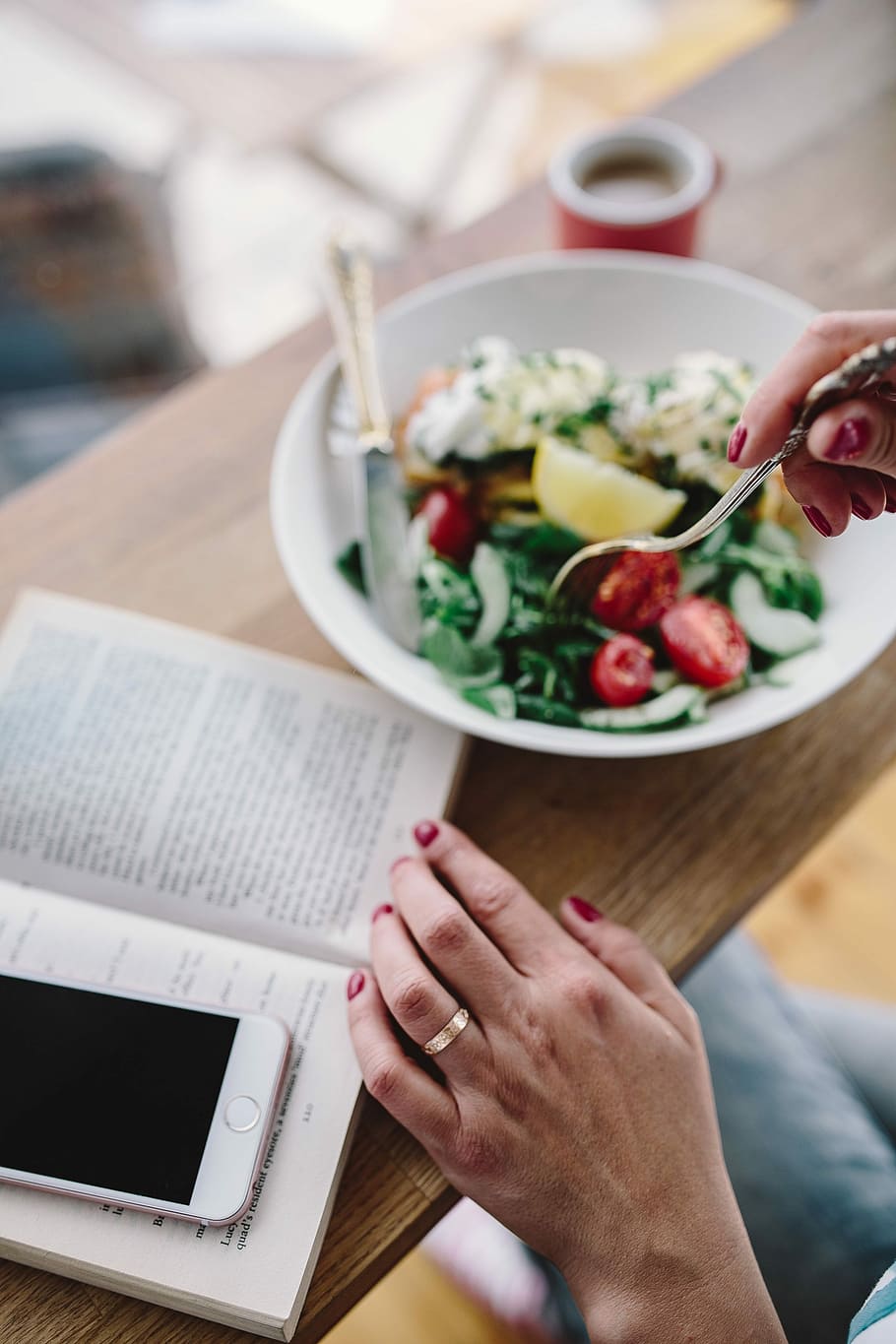 Hd Wallpaper Woman Eating Breakfast And Reading A Book Female Healthy Meal Wallpaper Flare