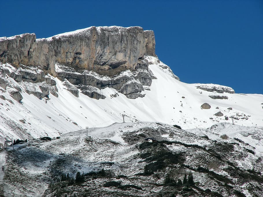 alpine, kleinwalsertal, high ifen, winter, mountain, snow, austria, HD wallpaper