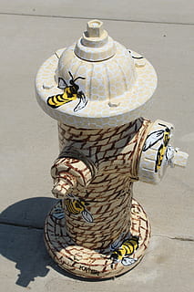 fire hydrant, water hydrant, extinguisher, bees, art and craft HD wallpaper