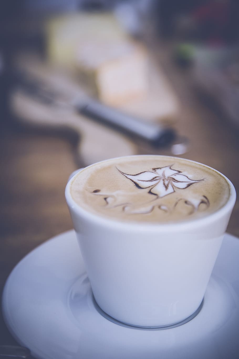 white ceramic cup filled with cappuccino, breakfast, coffee HD wallpaper