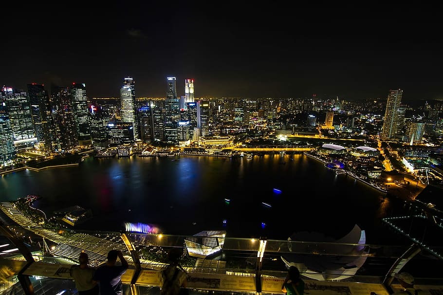 aerial photo of city escape at night, cityscape, urban Skyline HD wallpaper