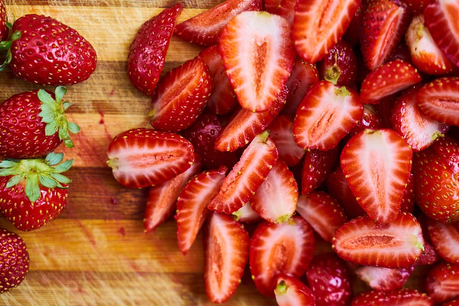 strawberry, red, macro, fruit, horizontal, nature, summer, color image, HD wallpaper