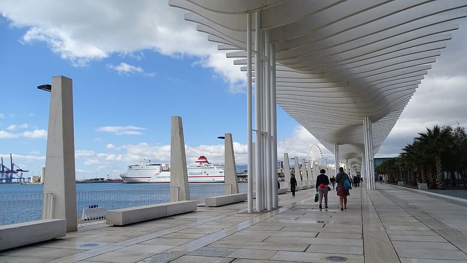 Cities, Malaga, Port, architecture, cloud - sky, built structure HD wallpaper