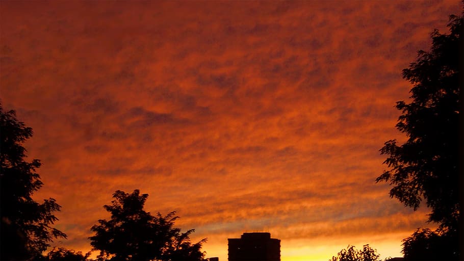 vivid, sky, clouds, storm, sunset, landscape, nature, colorful HD wallpaper