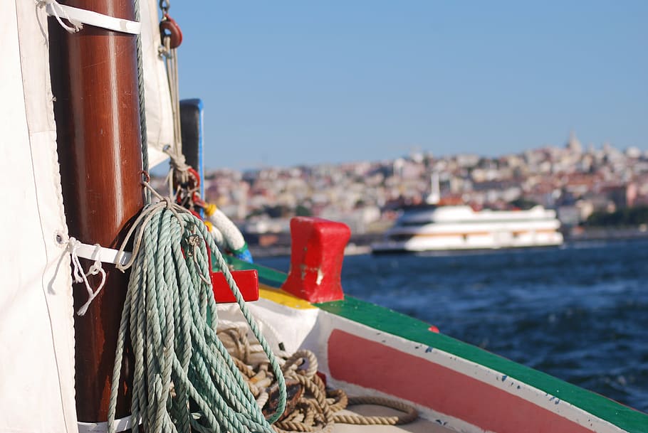 blue and brown ropes on boat, tejo, lisbon, nautical vessel HD wallpaper