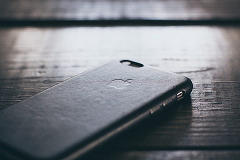 iPhone smartphone mobile on a wooden table, technology, close-up HD wallpaper