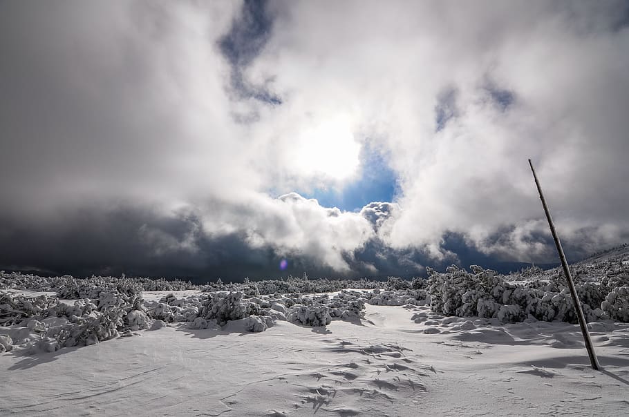 winter, snow, landscape, cloud - sky, beauty in nature, scenics - nature HD wallpaper