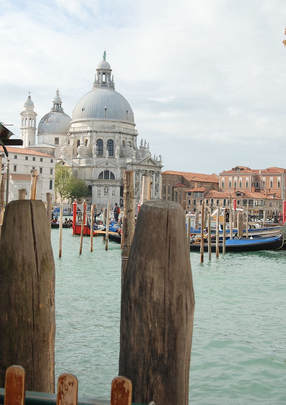 venice, water, ship, flag, italy, holiday, channel, landscape HD wallpaper