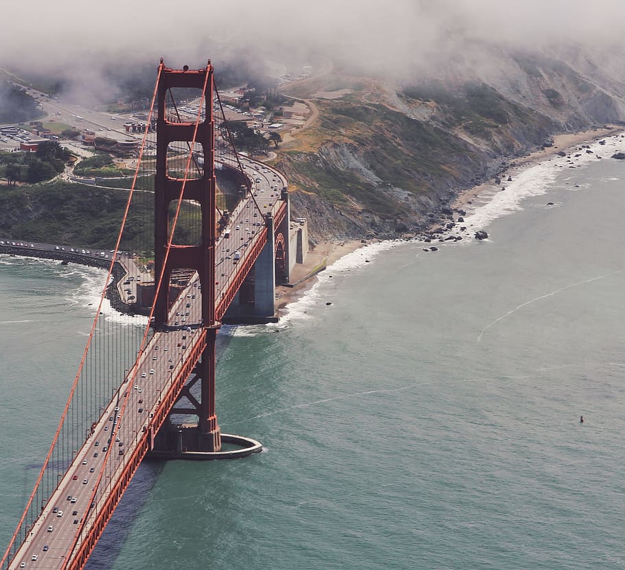aerial photography of Golden Gate Bridge, Golden Bridge, body of water HD wallpaper