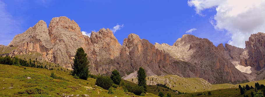 landscape photography of brown mountain, dolomites, prato, rock, HD wallpaper